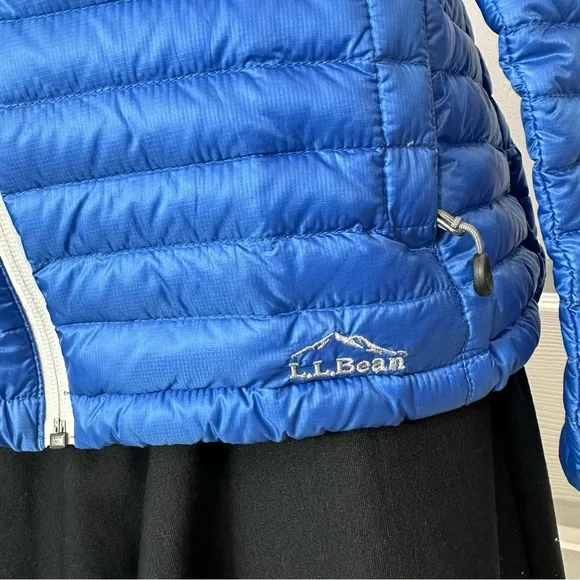L.L.BEAN jacket women’s ultralight 850 DOWN HOODED SWEATER JACKET BLUE zip M - Picture 3 of 15